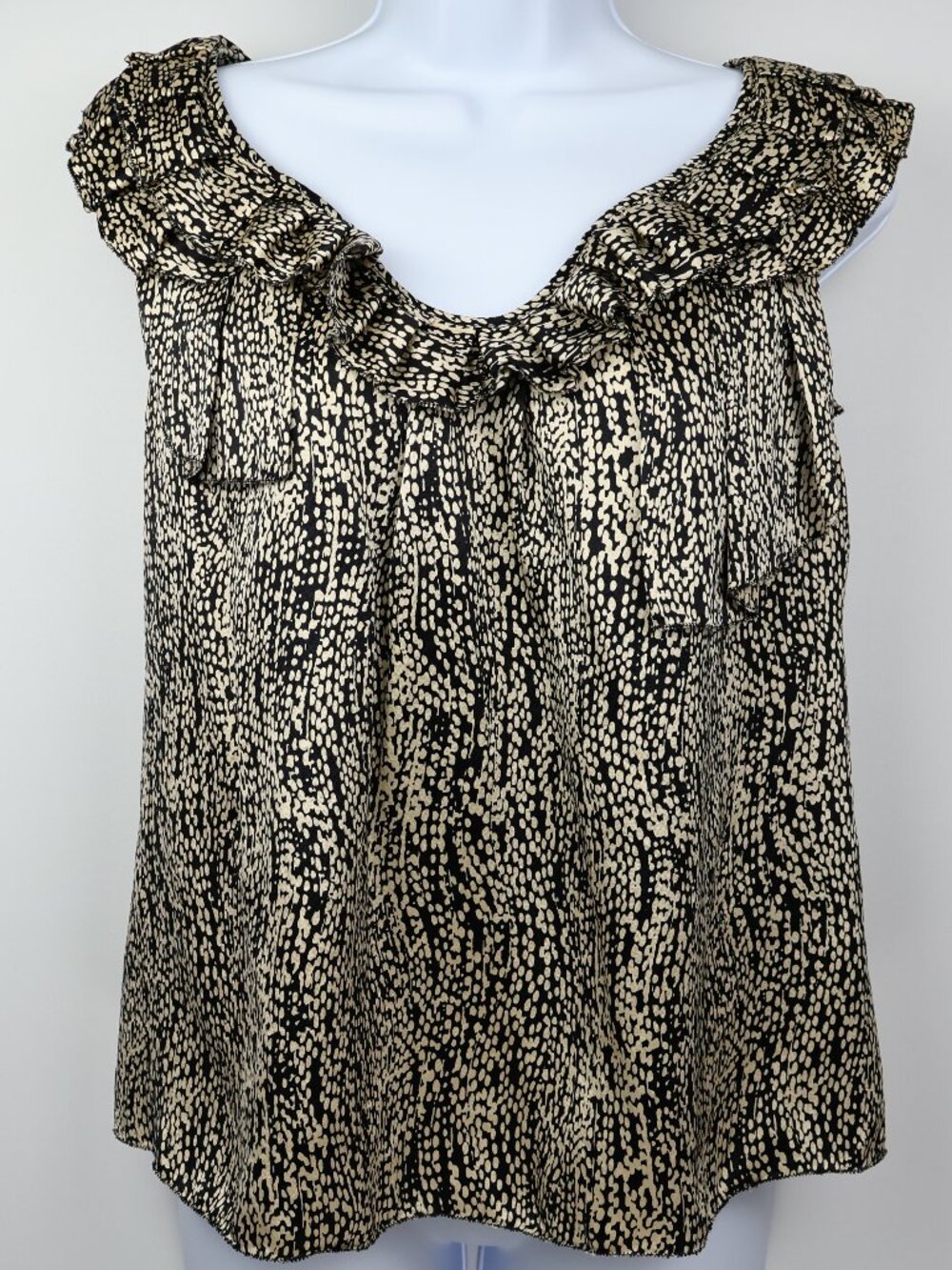 Anthropologie Leifsdottir Blouse Womens 6 Silk Sleeveless Black Ivory Shirt Top